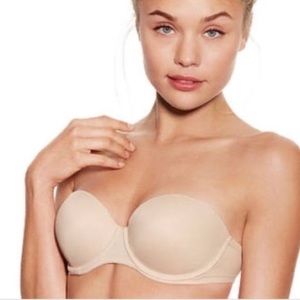 Victoria’s Secret Pink Wear Everywhere Strapless Demi Bra Nude Beige 32B